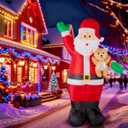 8.5FT Inflatable Christmas Santa with LED Lights & Bear, Outdoor Christmas Blow Ups for Yard Holiday Party Garden Lawn, AllWeather Waterproof Design, Includes Blower Motor & Stakes​