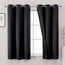 OWENIE 100% Blackout Curtains 63 Inch Length 2 Panels for Bedroom Living Room, Thermal Insulated Grommet Top Drapes, Soundproof Energy Saving Room Darkening Panels, 40" W x 63" L, Black