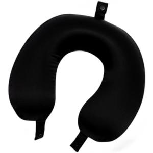 100% Mulberry Silk Travel Neck Pillow for Sleeping 22 Momme Silk Airplane Travel Pillow for Pain Relief Sleeping, Plane Neck Support Pillow, Anti Wrinkle, Made in USA (Black)