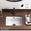 Rectangular Undermount Bathroom Sink, QISHKA 16" x 13.5" Ceramic Undercounter Vanity Sink White Porcelain Vessel Sink, Rectangle Wash Basin with Overflow for Restroom, 16" x 13.5" x 7.3"