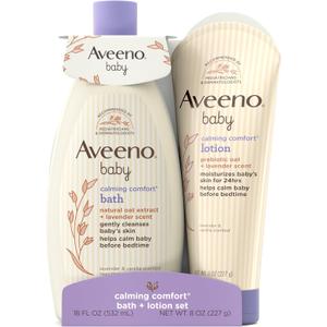 Aveeno Baby Calming Comfort Body Lotion Set, Nighttime Baby Skin Care Product with Nourishing Oatmeal Plus Relaxing Lavender & Vanilla Scents, Paraben- & Phthalate -Free, 1 Item Aveeno Baby Calming Comfort Body Lotion Set, Nighttime Baby Skin Care Product with Nourishing Oatmeal Plus Relaxing Lavender & Vanilla Scents, Paraben- & Phthalate -Free, 1 Item