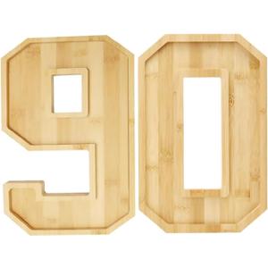 15.8 Bamboo Charcuterie Boards, Larger 60th/90th Serving Trays Wooden Charcuterie Boards for Fruit Salad Cheese Platter Vegetable Food Dish Plates for 90th Birthday Party Decor, 60th Serving Board