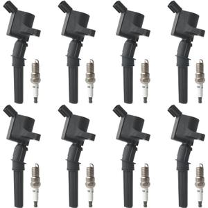 Set of 8 Ignition Coil Pack & Iridium Spark Plugs Compatible with V8 5.4L 4.6L Ford Expedition F150 F250 F350 Explorer Excursion E150 E250 E350 Crown Victoria Mustang Lincoln Replace DG508 FD503 SP479