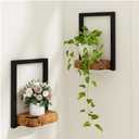 Natural Edge Cedar Wood 2 Pack Wall Plant Holders, Window Planters Shelves, Wood Floating Shelf, Indoor Plants Stands, Wall Decor Planter Hanging Shelf, 12x9x5 Inches