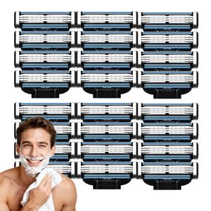 Precision Razor Blades 24Pcs Double Lubrication Strip Manual Razor Replacement Blades,Compatible with Mach 3 Razors Refills,Men's Manual Universal Shaver Blades