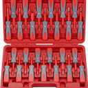 DAYDOOR Terminal Removal Tool Kit, 26 Pcs Depinning Tool Pin Removal Tool Kit, Connector Pin Removal Tool, Pin Extractor Tool Kit for Automotive Car Universal Vehicle Wire HarnessRed