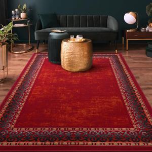 Antep Rugs Alfombras Bordered Modern 4x6 Non-Slip (Non-Skid) Low Pile Rubber Backing Indoor Area Rug (Maroon Red, 4' x 5'8") (4' x 5'8" (Rectangular))