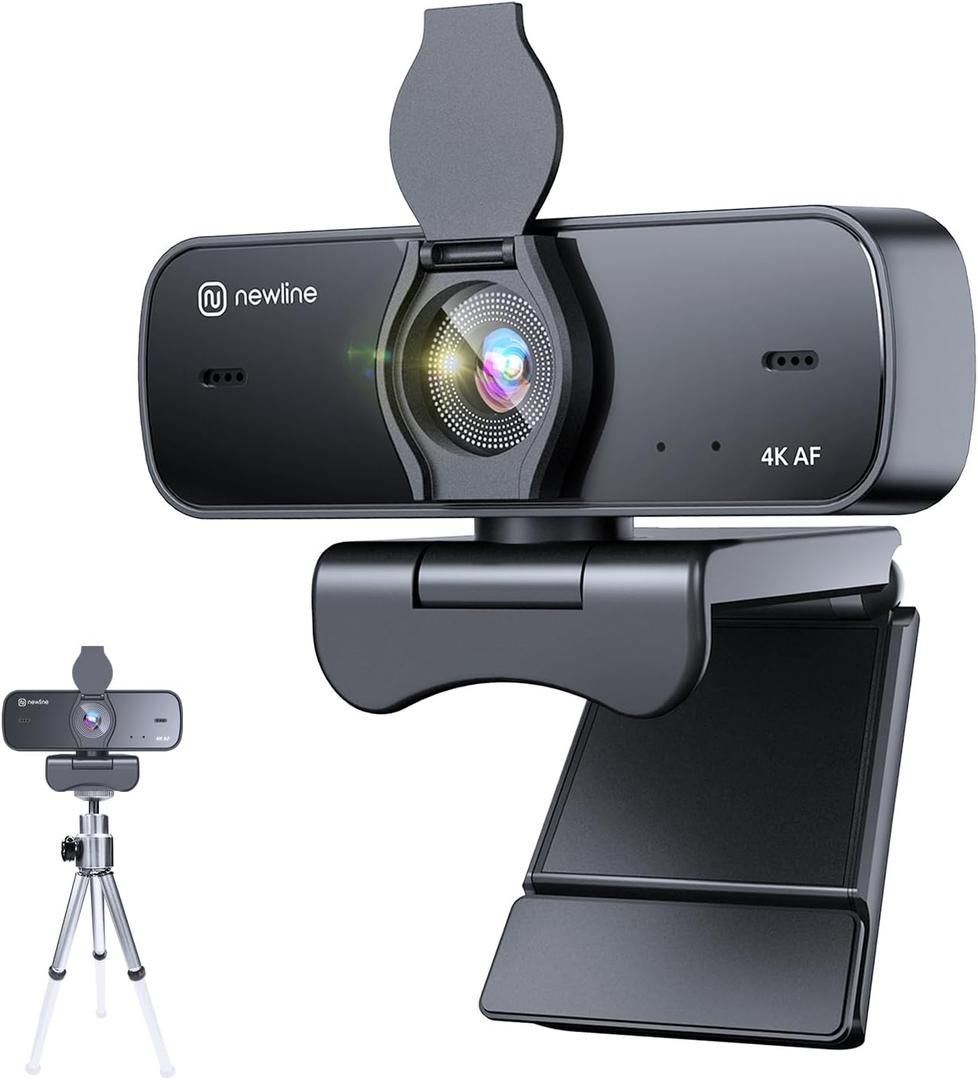 4K Webcam for PC with Fast Autofocus and Sony Sensor, Dual Noise-Reduction Microphones, Auto Light Correction, 4K 30FPS UHD, 77 FOV USB Webcam with Tripod for Zoom, Teams, Mac and Streaming