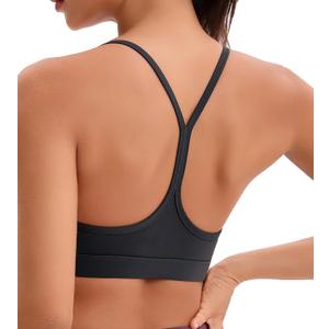 Women's Sports Bras Y Back Racerback Removable Padded Strap Yoga Bras Low Impact Workout Top (Medium, Charcoal)