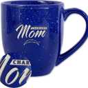 Rico Industries NFL Football Mom Red 16 oz Team Color Laser Engraved Speckled Ceramic Coffee Mug