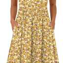 ANRABESS Women's Summer Short Sleeve A-Line Midi Dresses Casual Floral T-Shirt Dresses Flowy Beach Sundress with Pockets M