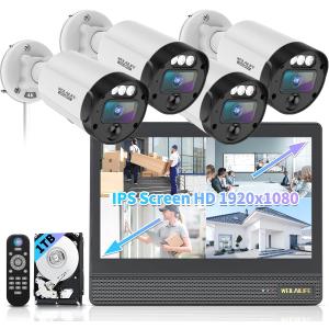 All-in-One Security System 4K Outdoor Wired Security Camera System, Home Video Surveillance Systems, Wired Cameras for Home Security
