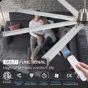 84 Inch Industrial Ceiling Fans with Light,Large Ceiling Fan with Modern 8 Aluminum Blades,Compatible with Alexa,Noiseless DC Motor,Black Outdoor Fan for Garage or Pool area