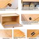 ETMI Bamboo Bread Box for Kitchen Counter-Large Capacity Bread Storage Container Farmhouse Bread Box with Window Bread Holder, 9.4 "x15.7"