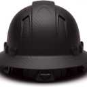 Pyramex Ridgeline Full Brim Hard Hat 4 Point Ratchet Vented Matte Black Graphite Pattern