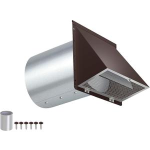 8 inch Hooded Wall Vent with Screen and Damper,Wall Vent Cover Exhaust Vent Outdoor Wall Cap Exterior Air Vent Cover for Kitchen Range Hood HVAC Duct Dryer Ventilation,Galvanized Steel,Brown