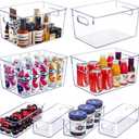 Set of 8 Clear Plastic Storage Bins, 4 Large and 4 Small Stackable Storage Containers for Pantry Organization and Kitchen Storage Bins, Home Edit and Cabinet Organizers