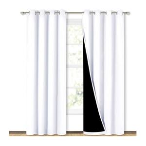 SUN+BLK Nantes Luxury Insulated Total Blackout Grommet Single Curtain Panel, Noise Reducing, Light Blocking, White, 52x84