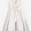Satin Flower Girl Dress Sleeveless Girls Party Dresses for Wedding Pageant First Communion Gown with Bowknot (White)