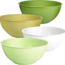 Greentainer 4-Piece Plastic Mixing Bowl Set, 113oz Lightweight Serving Bowls, Large Salad Bowls for Baking,Prepping, Cooking and Serving Food, Dishwasher & Microwave Safe (Green-10in without lids)