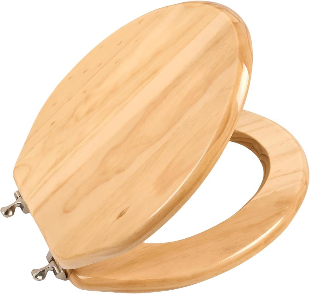 Toilet Seat, Solid Wood, Pine Wood, High Gloss Finish, PIKLiDS (Elongated)