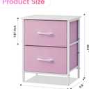 Stero Nightstand Set of 2, Kids Dresser with 2 Drawers, Steel Frame Bedside Furniture, Wood Top Fabric Night Stand, Colorful End Table for Home, Bedroom, Office, Pink