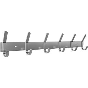 Coat Rack Wall Mount  Brushed Nickel 17 Inch Stainless Steel Hook Rail with 6 Heavy Duty Double Coat Hooks  Wall Mounted Coat Hanger for Entryway, Bathroom, Bedroom, Towel, Hat Organizer (Silver)