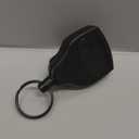 KEY-BAK SUPER48 Locking Retractable Keychain, Durable Polycarbonate Case, Leather Belt Loop, and Oversized Split Ring, Black