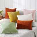 decorUhome Chenille Blush Pink Summer Throw Pillow Covers 20x20 Inch Set of 2, Decorative Soft Couch Pillow Covers Solid Dyed Accent Farmhouse Neutral Square Pillow Cases for Sofa