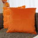 Fall Halloween Throw Pillow Covers 18x18 inch Set of 2 Pumpkin Decorative Pillow Cases Plush Faux Fur Wool Couch Cushion Case for Chair Sofa Bedroom Living Room Home Decor (Orange Pumpkin)