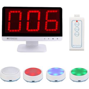 Retekess TM101 Jeopardy Buzzers,Buzzers for Trivia Games,Add Up to 32 Buttons,262ft, Game Show Buzzers for Classroom,Family Feud Adult Trivia Game Night,Back to School
