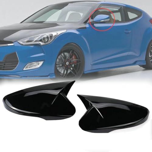 1Pair Side Mirror Cover Rear View Mirror Cover Trim For Hyundai Veloster 2012 2013 2014 2015 2016 2017 Gloss Black