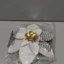 Metal Flower Wall Art Decor, 10 Rustic Modern Floral Sculpture, Distressed Iron Wall Hanging Home Decoration Accent Artworks for Indoor Kitchen Bedroom Living Room Office Outdoor Garden Patio (34C-White)