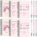 Wxiben Pink Bow Spiral Notebooks Set 12 Pieces Coquete Bow Journal with Inspirational Bible Ballpoint Pens Christian Scripture Prayer Hardcover Notebook Gifts for Women Office School Church Supplies