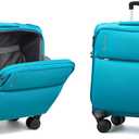 Hanke Underseat Carry On Luggage with Wheels, Small Suitcase, Rolling Bag 16 Inch Underseat, Caribbean Blue