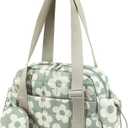 CAMTOP Mini Gym Bag for Women, Small Gym Tote Bag Puffy Quilted Sports Duffel Bag with Wet Compartment and Coin Purse Duffel Bags Dance Yoga Workout Bag for Gifts (Mini-12.6", Green Flower)