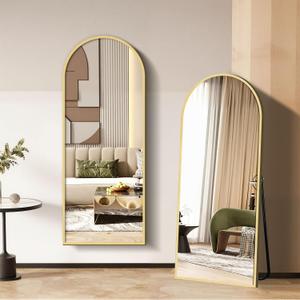 57"20" Floor Length Mirror, Full Body Standing Mirror, Shatter-Resistant Glass & Slim Alloy Frame, Freestanding/Leaning/Wall Mount for Bedroom, Living Room & Entryway, Gold