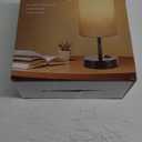 ZJOJO Table Lamp for Bedroom Set of 2, Bedside Small Lamps with 3 Way Dimmable Rocker Switch and AC Outlet, Nightstand Desk Lamp with Flaxen Fabric Shade Black Base for Living Room Home Decor Lights (14.5inch)