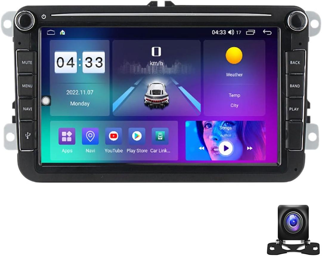 Android 12 Car Radio 2 DIN Touch Screen for VW Passat B7/Polo/Golf 5 6.8 Inch Car Stereo with Bluetooth, GPS, Steering Wheel Control, USB, WiFi, FM, Support Carplay/Auto/Mirror Link