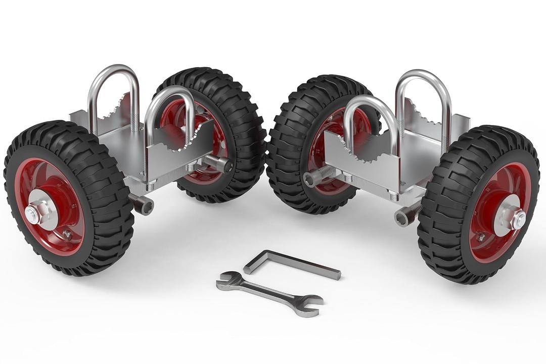 Blütezeit Rolling Gate 6'' Heavy-Duty Rubber Wheel Carrier 2pcs, Double-U Bolts Gate Rollers for Driveway Chain Link Fence Metal Tube Gates, Pack of 2