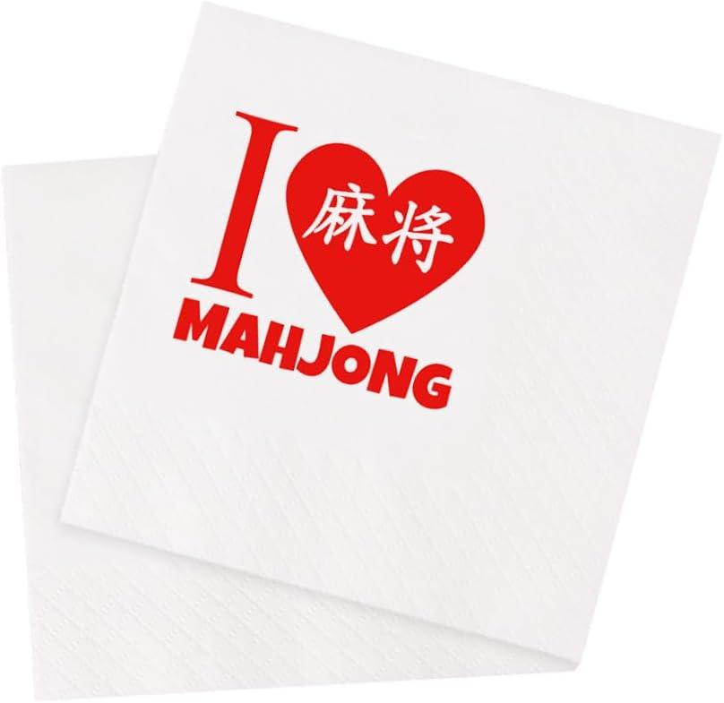 Mah Jongg Cocktail Napkins 50Pcs I Love Mahjong Paper Disposable Napkins For Casual Gatherings & Game Nights - Mahjong-Themed Birthday Party - 5 x 5 - 2-ply