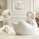 White Ceramic Swan Planter 4.4in (2 Pack) Succulent Small Plant Pot Elegant Swan Decor for Cacti, Mini Plants,for Home, Desk, Window Sill Decoration