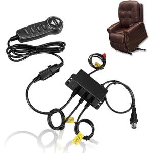 MLSK55 6 Button 8 Pin Prong Lift Chair Remote Controller Hand Control Handset w/Junction Box & USB Heat and Massage Fit for Catnapper Mulin Okin Dewert Limoss Kaidi, Replace MLSK55-A1/A4