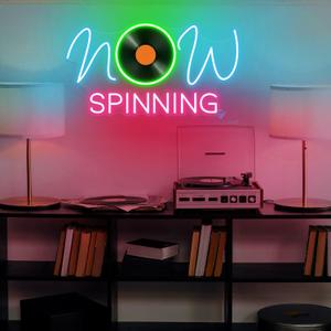 Now Spinning Record Neon sign Studio Decor Neon light Retro Record Music player neon sign Now Playing Neon Music Lover Neon Valentines Gift (Mix color 4-18x10")