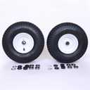 Dayrim 2 Pcs 15x6.00-6 Lawn Mower Tires with White Rim, 4-Ply Tubeless, 3" Centered Hub, 3/4" Bore Bearing, Wheel & Tire Assembly, Turf Tread for Riding Mowers & Garden Tractors (white, 15x6.00-6)