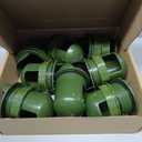 Chicken Feeder Port 8 Pack Poultry No Waste Port Kit with Stopper Lid, 1 Hole Saw, DIY Automatic Reusable Coop Feeders, Rain Proof Gravity Feeding Geese Duck Hens Rooster for Bucket Barrel Bin (Green)