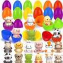Prefilled Easter Eggs with Finger Puppets for Easter Basket Stuffers Fillers, Easter Egg Hunt, Easter Party Favors Supplies, Easter Gifts for kids toddlers, Easter Classroom Prizes Reward, 12pack