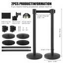 kaiyomi 2 Pack Stanchions with Retractable Belts, 11 Feet Crowd Control Posts Retractable Belt with Buffer Device, Heavy-Duty Base Stanchions Barriers Set (Black) (Black)