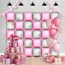 Metallic Pink and Silver Square Foil Balloons Wall - 19 Inches Square Balloons Tunnel Arch Garland Kit for Graduation Decorations Class of 2025, Graduation Party Decorations, Engagement Party