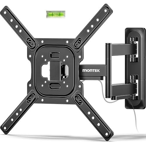 monTEK Full Motion TV Wall Mount for 23–65 Inch Flat & Curved TVs and Monitors, Swivel & Tilt Articulating Bracket, Max VESA 400x400mm, Holds up to 77 lbs, Perfect Center Design